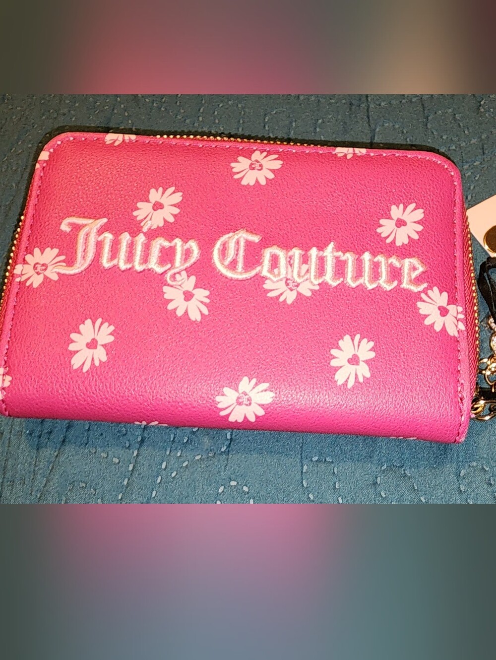 Juicy Couture Pink Floral Zip-Around Wallet NWT
